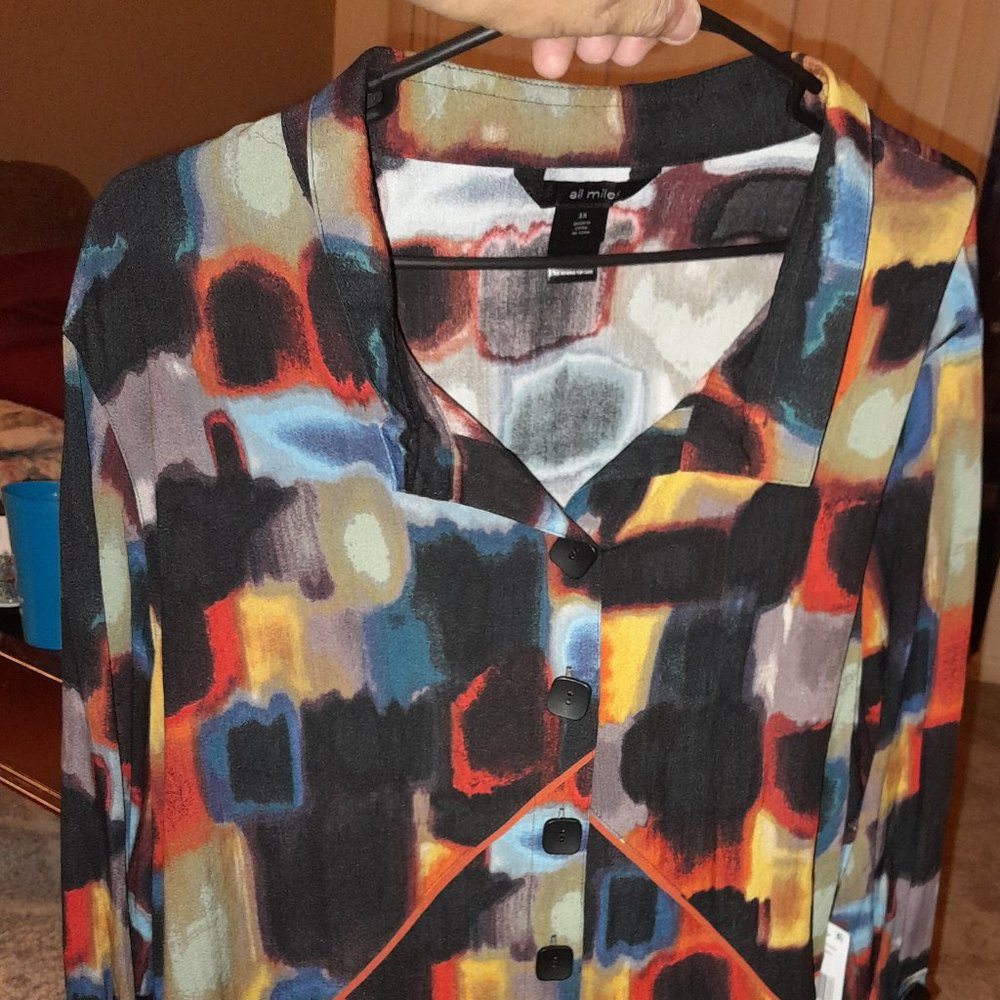 COPY - WOMENS PLUS SIZE 3X 3/4 LENGTH SLEEVE WINTER SWEATER. VERY COLORFUL 🎨 AR